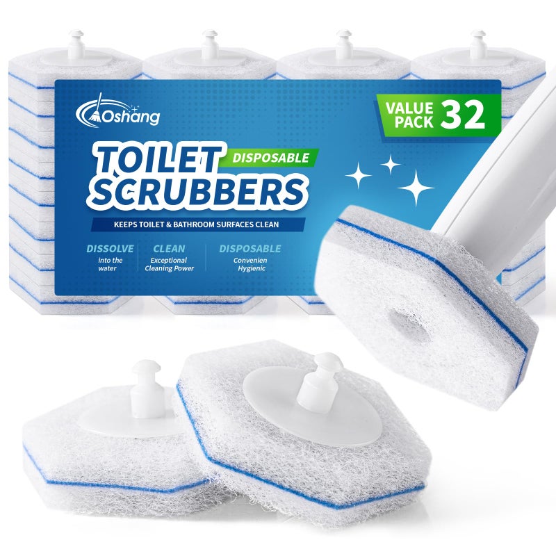 oshang Toilet Brush Refills, Toilet Refill Pads, Disposable Toilet Brush Heads for Toilet and Bathroom Cleaning, Compatible with Clorox Toilet Brush (32 Count) - Image 1